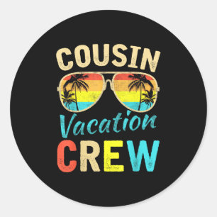 Adesivo Redondo Férias da Família Cousin Crew Férias de Verão Prai