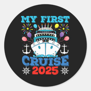 Adesivo Redondo Férias Da Família Cruise O Navio Tear Ancora Meu P