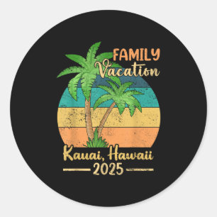 Adesivo Redondo Férias da Família Kauai Hawaii Beach 2025 Summer