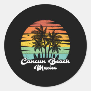 Adesivo Redondo Férias da família México Cancun Beach