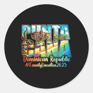 Adesivo Redondo Férias Da Família Punta Cana 2025 À R Dominicana