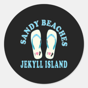 Adesivo Redondo Férias da Ilha de Jekyll Sandy Praias do Coração S