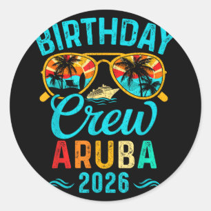 Adesivo Redondo Férias de aniversário da tripulação de Aruba 2026 