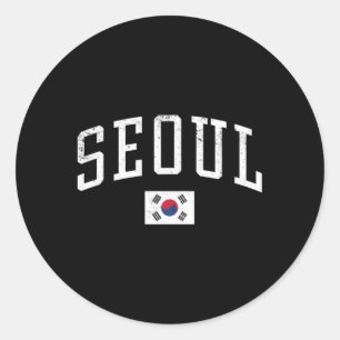 Adesivo Redondo Férias de Bandeira na Coreia do Sul de Seul
