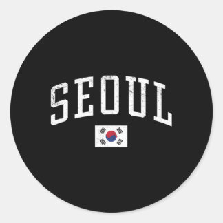 Adesivo Redondo Férias de Bandeira na Coreia do Sul de Seul