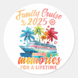 Adesivo Redondo Férias De Cruzeiro Familiar 2025 Family Matching C