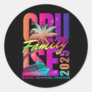 Adesivo Redondo Férias De Cruzeiro Familiar 2025 Family Matching C