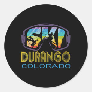 Adesivo Redondo Férias de Esqui em Durango Colorado