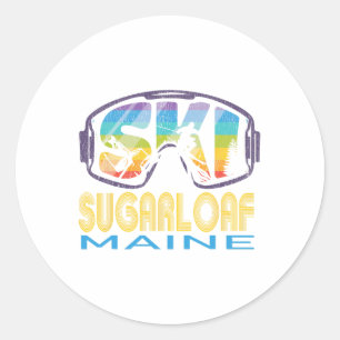 Adesivo Redondo Férias de Esqui em Sugarloaf Maine