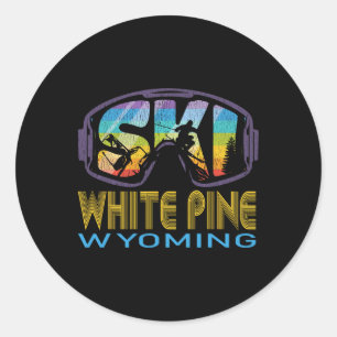 Adesivo Redondo Férias de Esqui em White Pine Wyoming
