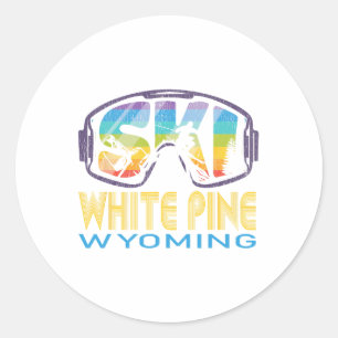 Adesivo Redondo Férias de Esqui em White Pine Wyoming 