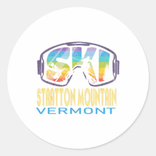 Adesivo Redondo Férias de esqui na montanha Stratton Vermont 
