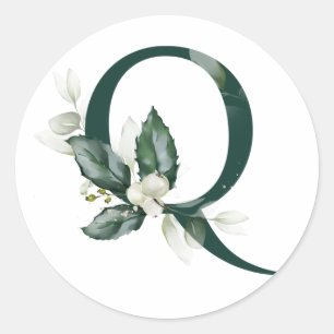 Adesivo Redondo Férias de inverno MONOGRAMA bagas brancas