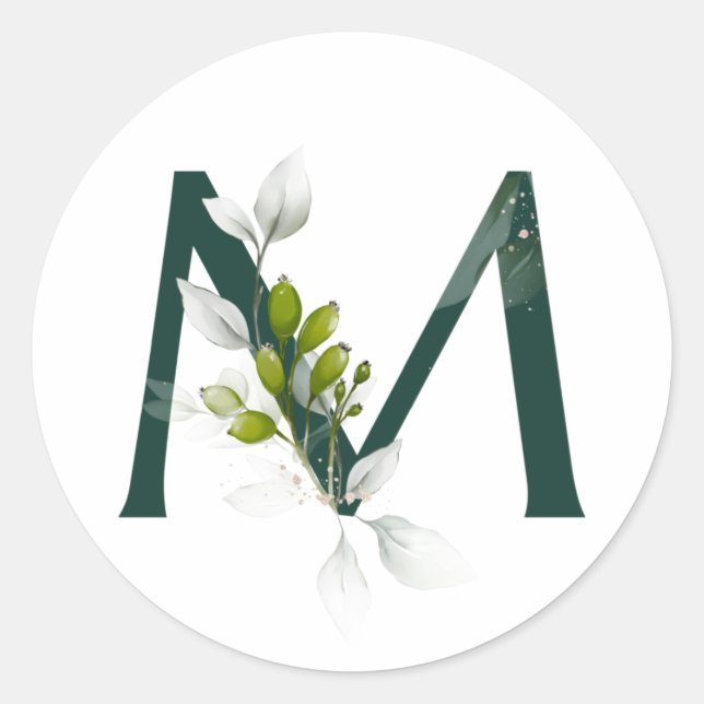 Adesivo Redondo Férias de inverno MONOGRAMA letras verdes bagas   (Frente)