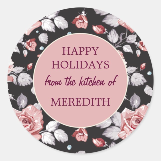 Adesivo Redondo Férias De Natal A Baking Da Cozinha De (Frente)