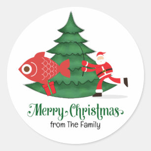 Adesivo Redondo Férias de Natal com Papai Noel