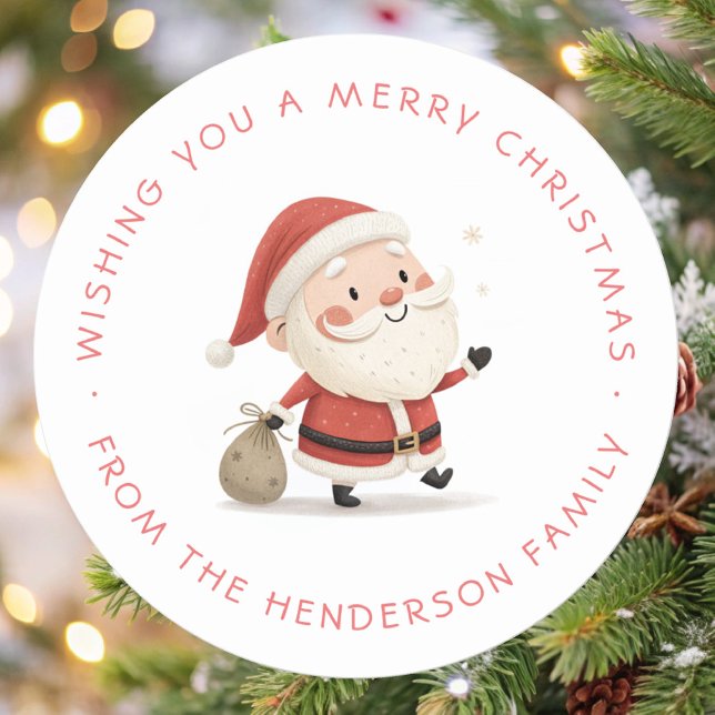 Adesivo Redondo Férias de Natal de Papais noeis bonitos (Criador carregado)