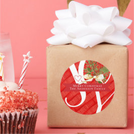 Adesivo Redondo Férias de Natal Red Joy Vermelhos