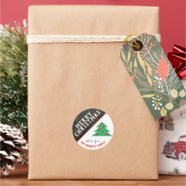 Adesivo Redondo Férias de Natal Russo da Família Vermelha da Árvor