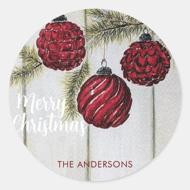 Adesivo Redondo Férias de Natal Rustic Minimalist (Frente)