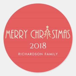 ADESIVO REDONDO FÉRIAS DE NATAL VERMELHO MODERNO