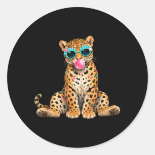 Adesivo Redondo Férias de Praia Vibrações de Verão Leopardo Sopra