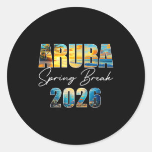 Adesivo Redondo Férias de Primavera em Aruba 2026 Férias de Verão