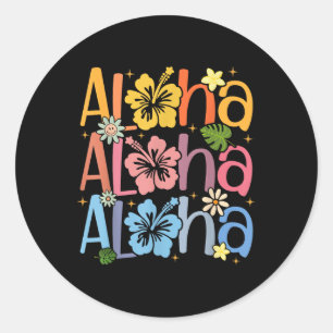 Adesivo Redondo Férias de Verão Cuta Aloha Havaiana Shaka Hibiscus
