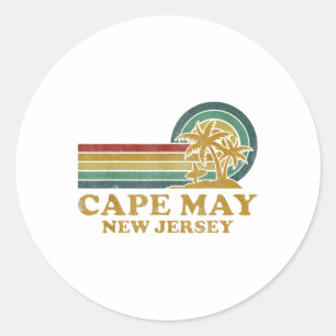 Adesivo Redondo Férias de Verão da Família Cape May Beach New Jers