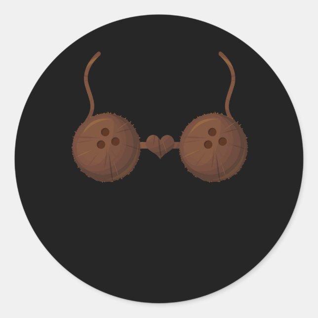 Adesivo Redondo Férias de Verão de Coco Coconuts Bra Halloween Cos (Frente)