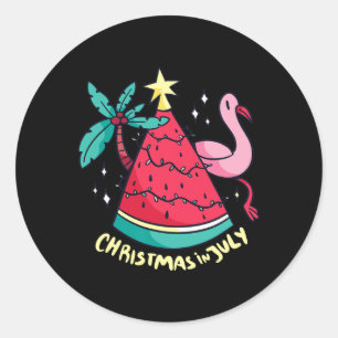 Adesivo Redondo Férias de Verão Melancia Árvore de Natal Natal