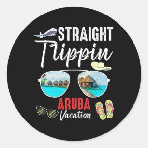 Adesivo Redondo Férias de Verão na Praia Straight Trippin Aru Trip