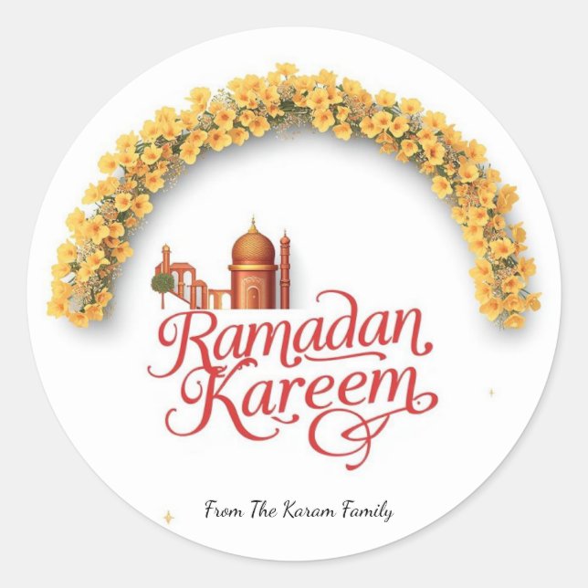 Adesivo Redondo férias do Ramadan Kareem (Frente)
