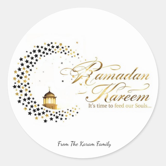 Adesivo Redondo férias do Ramadan Kareem (Frente)