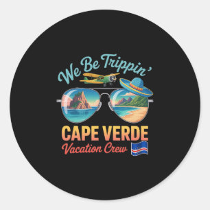 Adesivo Redondo Férias em Cabo Verde Orgulho da Bandeira de Cabo V