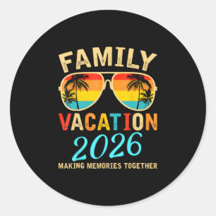 Adesivo Redondo Férias em Família 2026 Praia Correspondência Féria