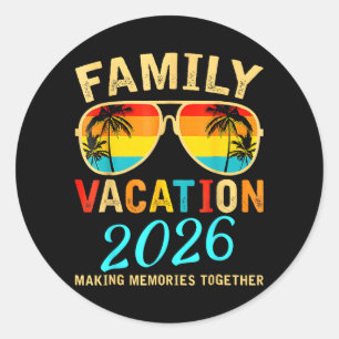 Adesivo Redondo Férias em Família 2026 Praia Correspondente Verão
