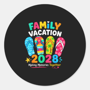Adesivo Redondo Férias em família 2028 viagens de verão à praia em