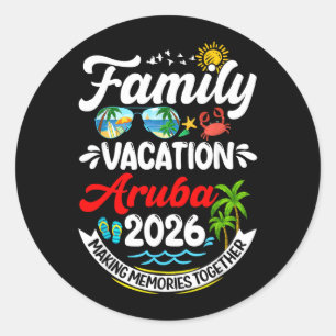 Adesivo Redondo Férias em Família em Aruba 2026 Criando Memórias n