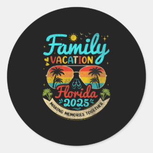 Adesivo Redondo Férias em Família na Flórida 2025 Grupo de Verão n