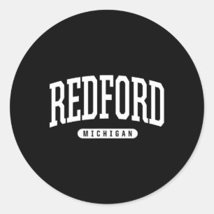 Adesivo Redondo Férias em Redford Michigan Estilo Universitário Es