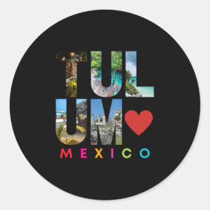Adesivo Redondo Férias em Tulum México Grupo Familiar Combinando P