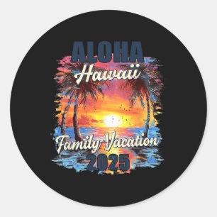 Adesivo Redondo Férias Familiares Aloha Hawaii 2025 Summer Trip Ma