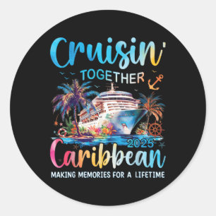 Adesivo Redondo Férias Familiares Caribe Cruise 2025 Cruisin’ Tog