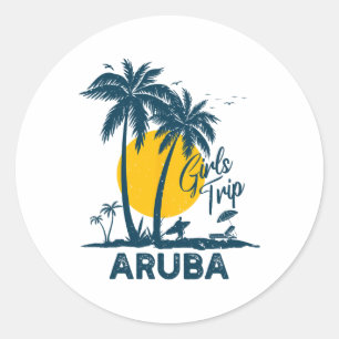 Adesivo Redondo Férias Familiares das Raparigas Aruba Trip 2025
