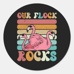 Adesivo Redondo Férias Familiares De Flamingo Correspondendo A Nos