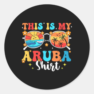 Adesivo Redondo Férias Familiares de Verão em Combinação com Aruba