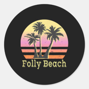 Adesivo Redondo Férias Familiares Folly Beach Retro Beach