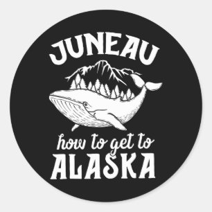 Adesivo Redondo Férias Familiares Funny Juneau Alaska Piada Pun Cr