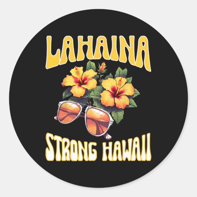 Adesivo Redondo Férias Familiares Havaiana Lahaina Strong Maui Haw (Frente)